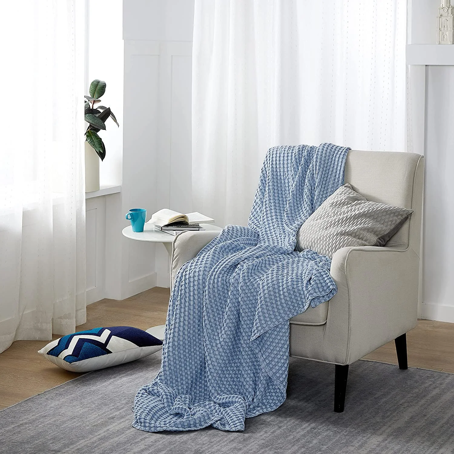 Waffle Cotton Blanket-Viscose from Bamboo Waffle Weave Throw Blanket for Couch Sofa — product image 3
