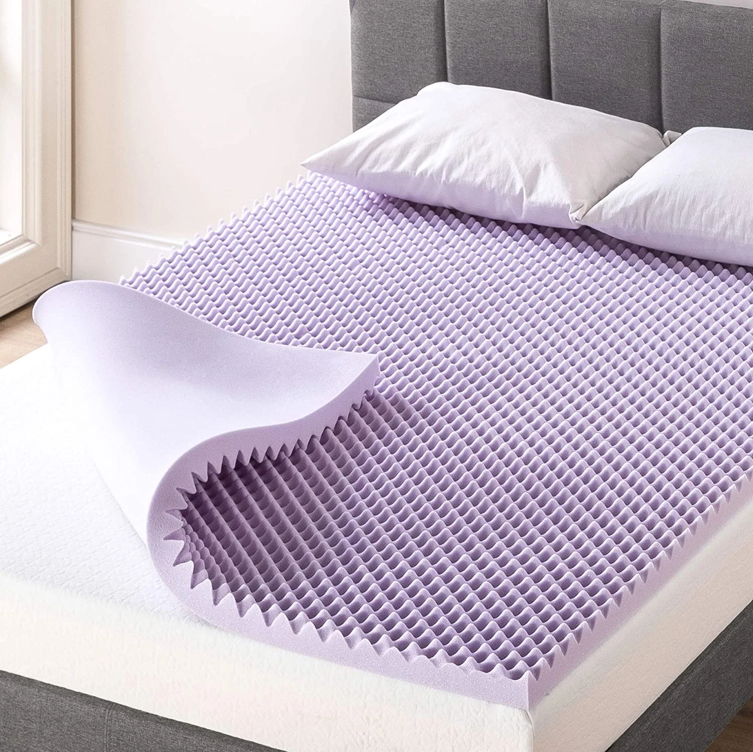 Egg Crate Memory Foam Mattress Topper with Calming Aloe And Lanvendar Infusion — product image 4