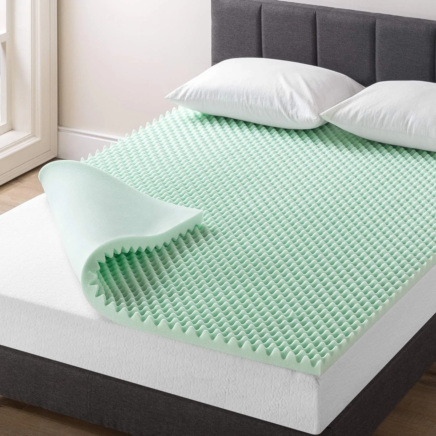 Egg Crate Memory Foam Mattress Topper with Calming Aloe And Lanvendar Infusion — product image 5