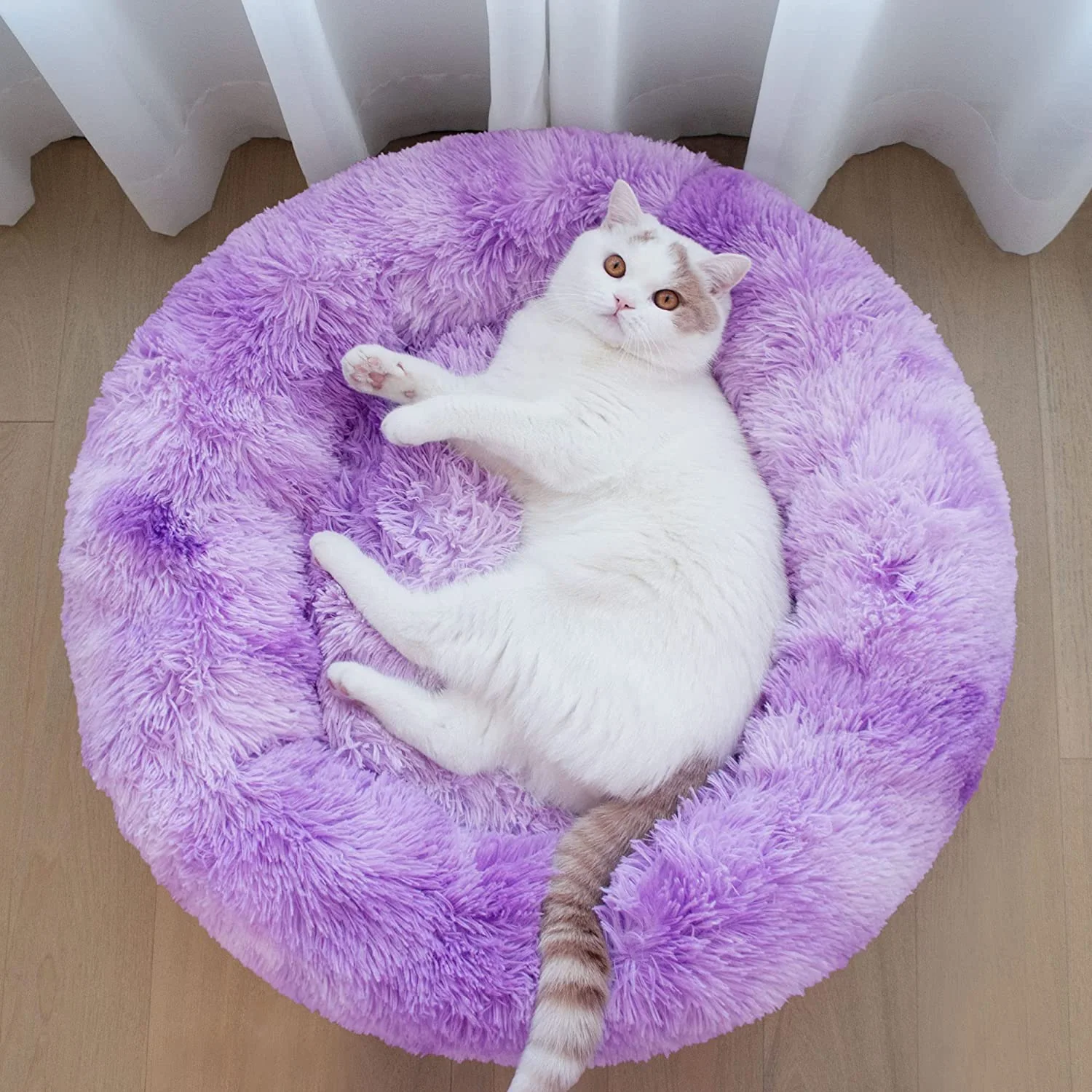 Coloful Donut Round Calming Large Dog Cat Bed — product image 4