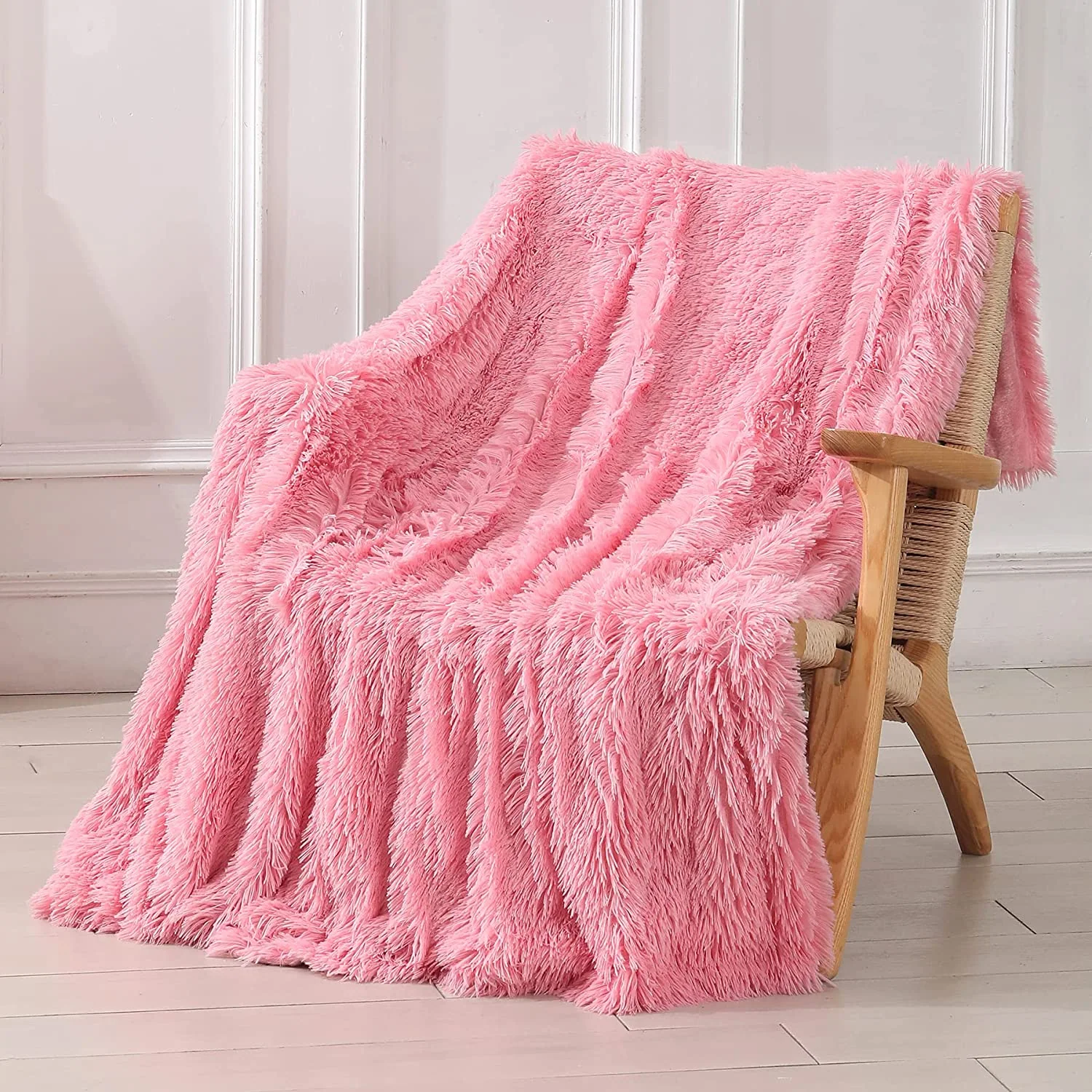 Fur Faux Blanket - Solid Reversible Fuzzy Lightweight Long Hair Shaggy Blanket — product image 6