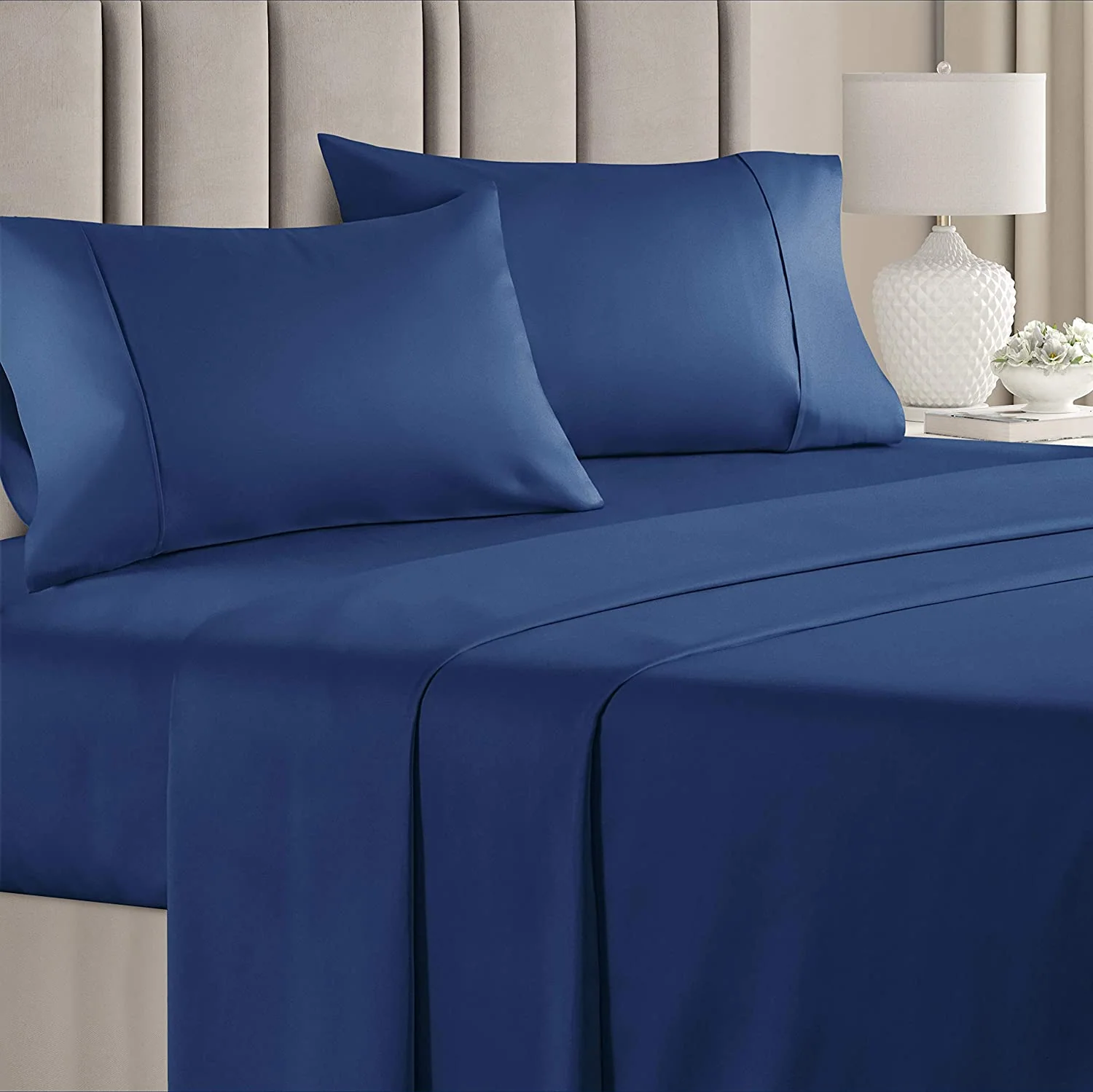 Premium Quality Cotton Percale Bed Sheets - 400 Thread Count - 100% Natural Combed Cotton, Crisp Cooling Bedsheets, Sheet Set with Deep Pocket — product image 2