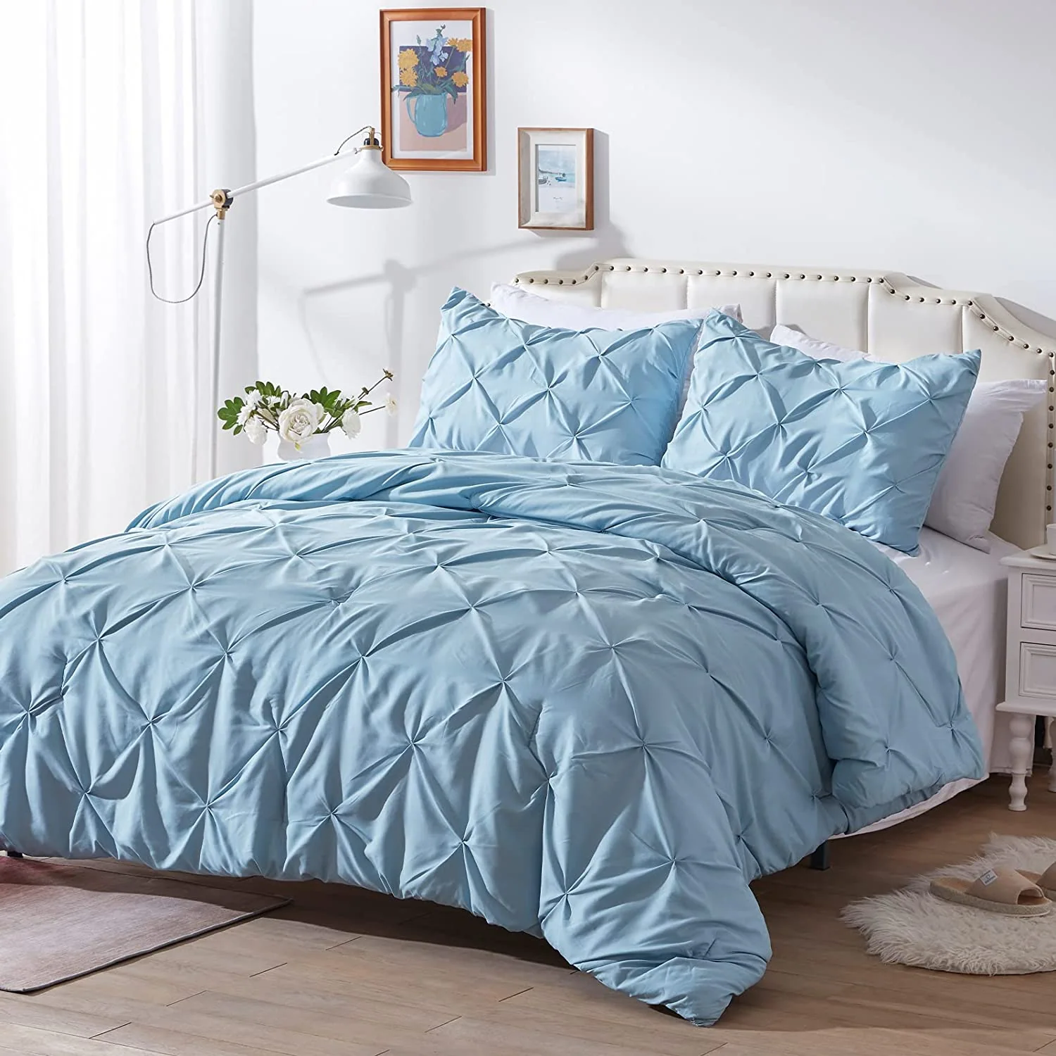 Pinch Pleat Comforter Set - Soft Microfiber Lightweight Down Alternative All Season 3 Pieces Comforters & Sets — product image 2
