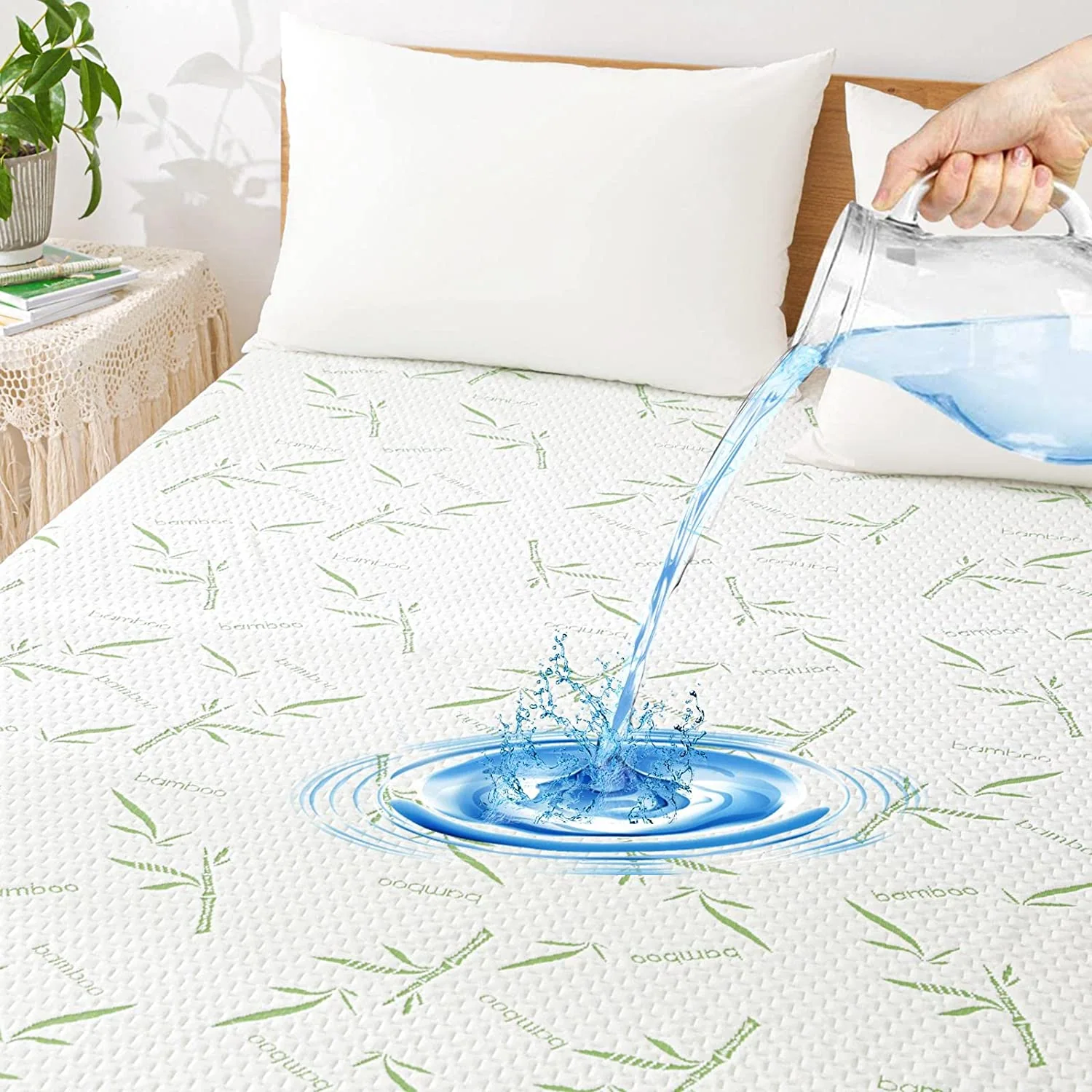 Waterproof Bamboo Mattress Protector-Non Noisy Breathable Ultra Plush Absorbent Extra Deep Fits — product image 8