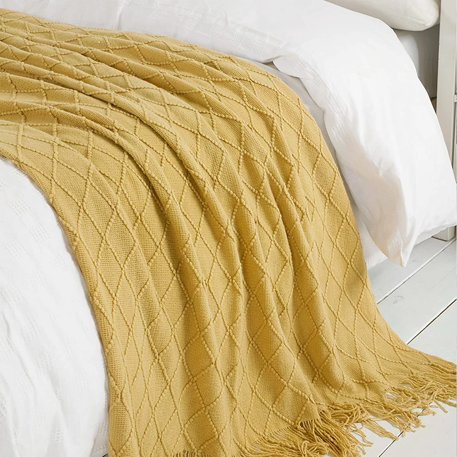 Throw Blanket- Textured Solid Soft Sofa Couch Decorative Knitted Blanket — product image 4