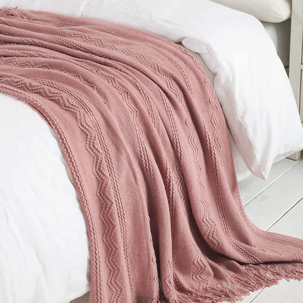 Throw Blanket- Textured Solid Soft Sofa Couch Decorative Knitted Blanket — product image 8