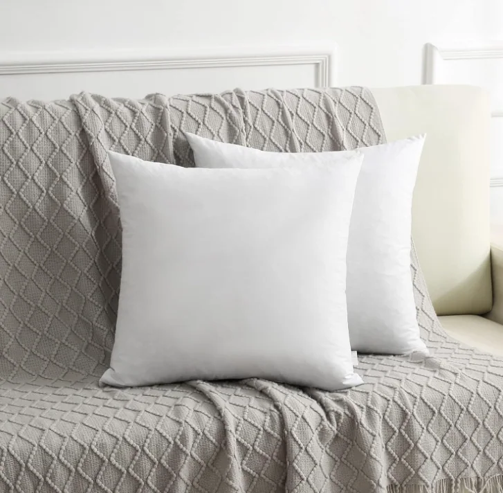 Feather Down Throw Pillow Inserts- with Organic Cotton Cover, Goose Feather Square White Decorative Pillow Inserts for Bed, Sofa, and Couch — product image 3
