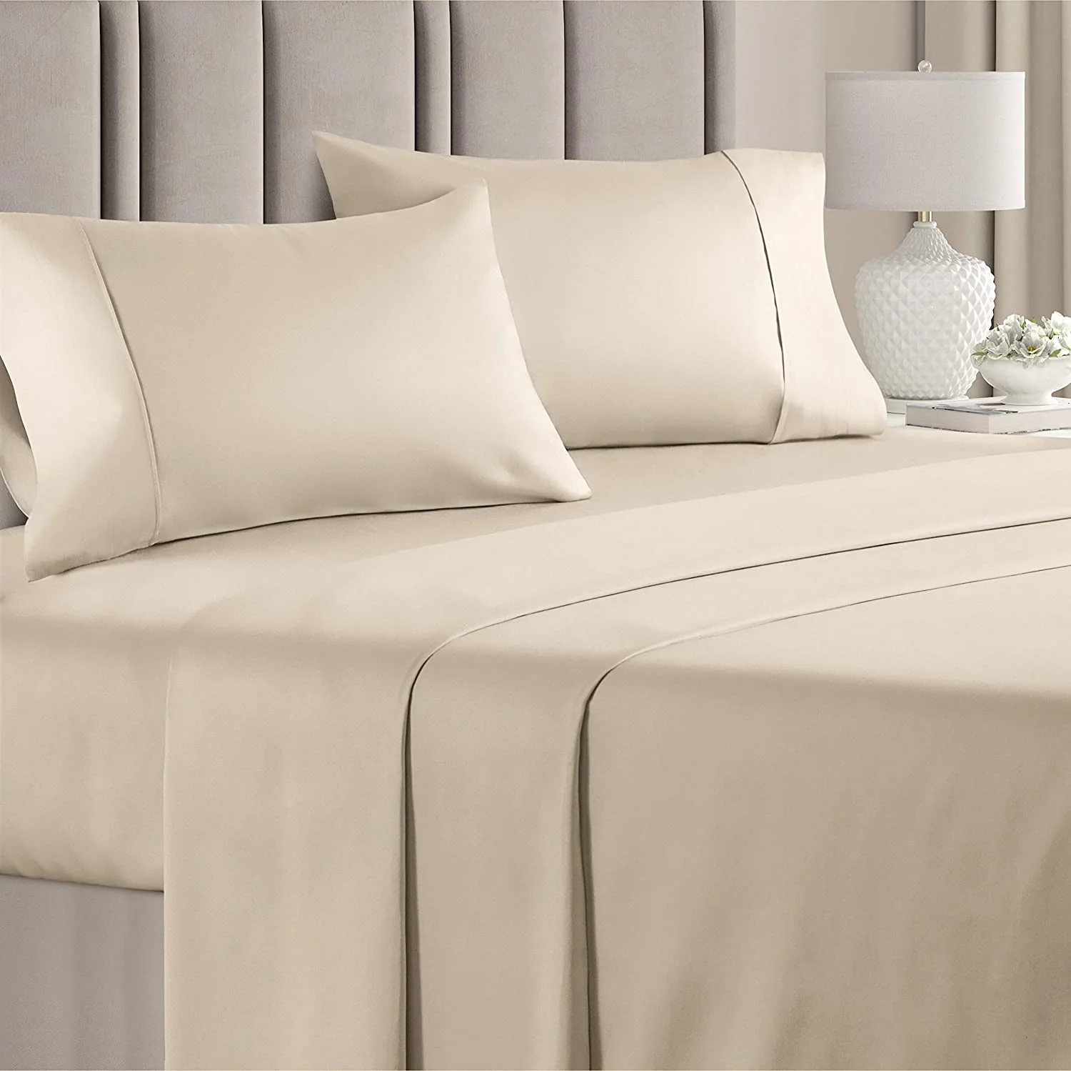 Premium Quality Cotton Percale Bed Sheets - 400 Thread Count - 100% Natural Combed Cotton, Crisp Cooling Bedsheets, Sheet Set with Deep Pocket — product image 1