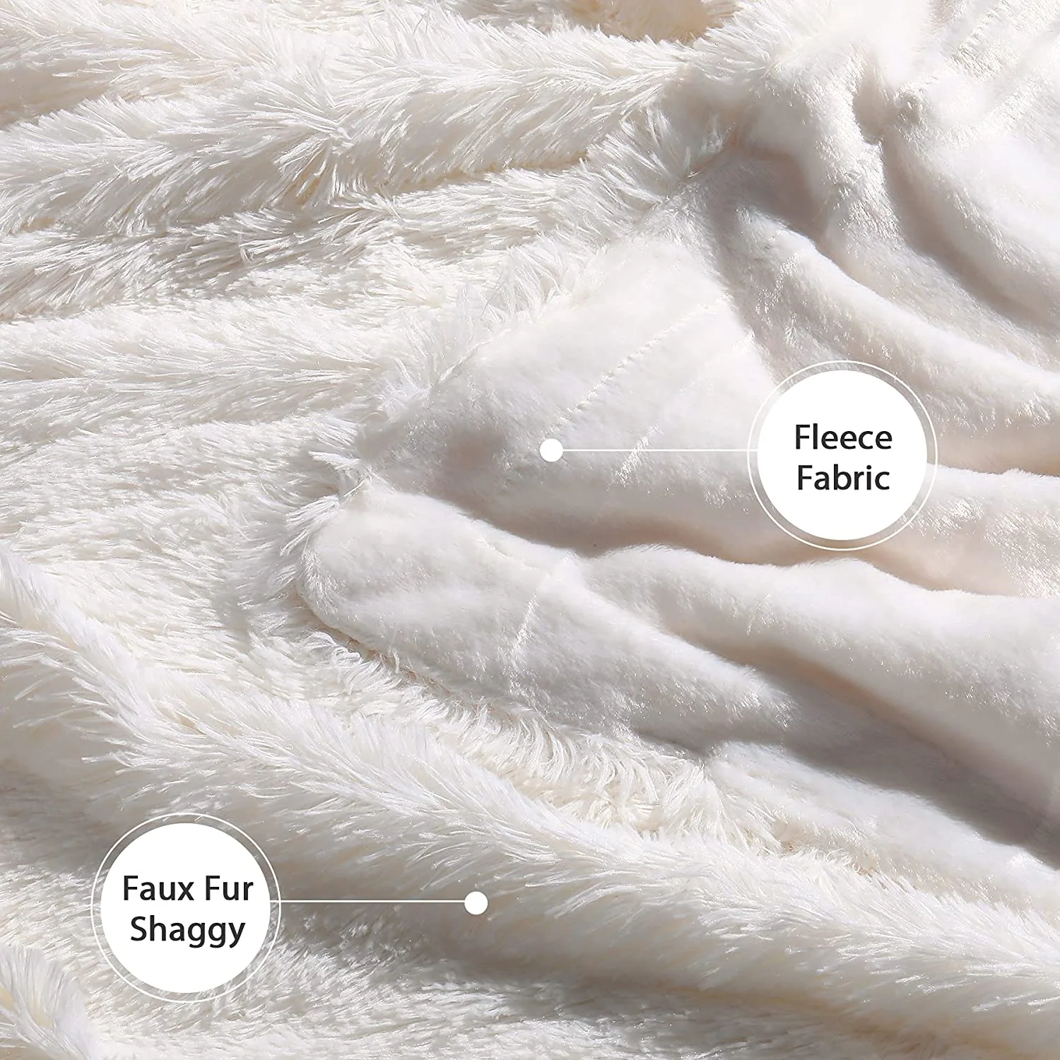 Fur Faux Blanket - Solid Reversible Fuzzy Lightweight Long Hair Shaggy Blanket — product image 2