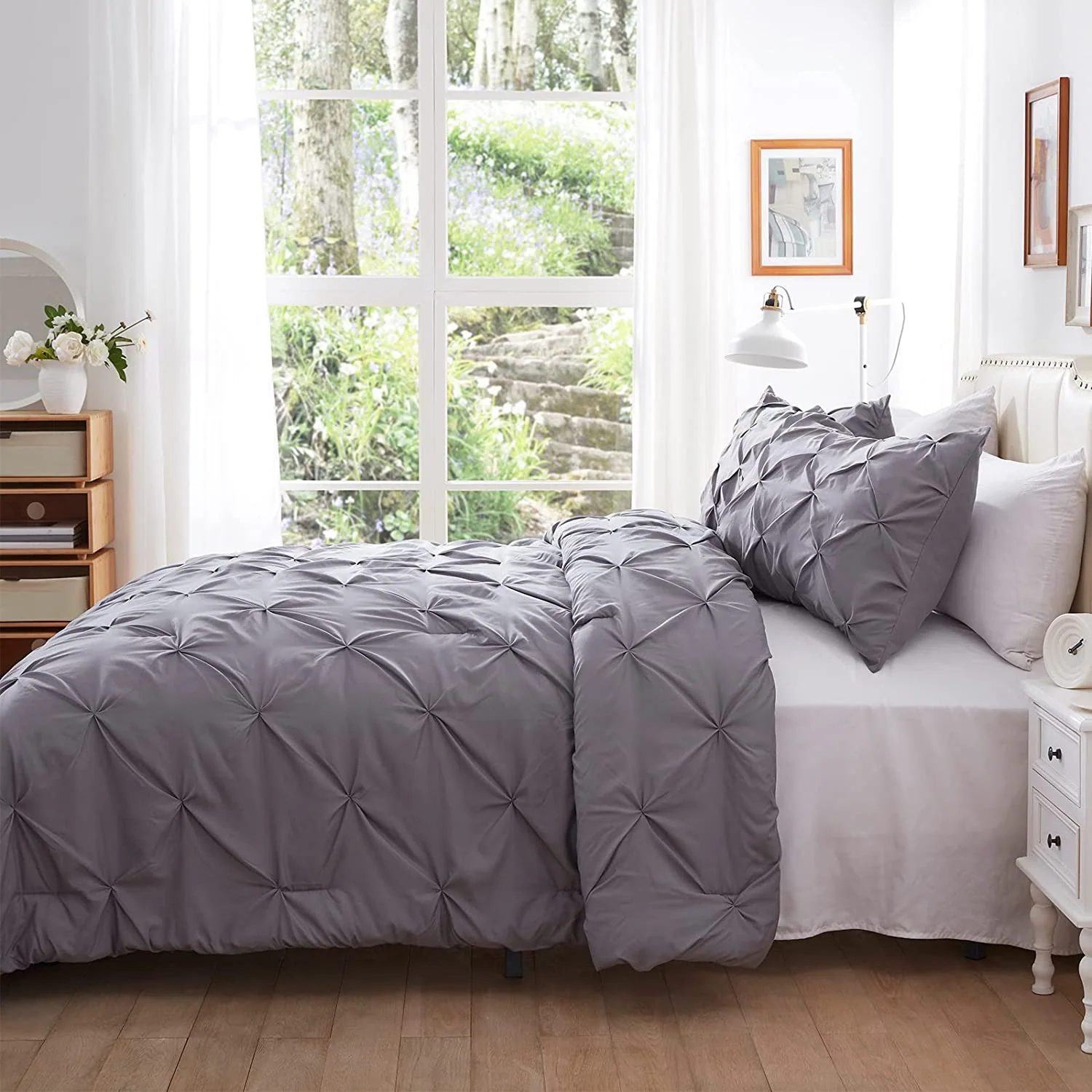 Pinch Pleat Comforter Set - Soft Microfiber Lightweight Down Alternative All Season 3 Pieces Comforters & Sets — product image 8