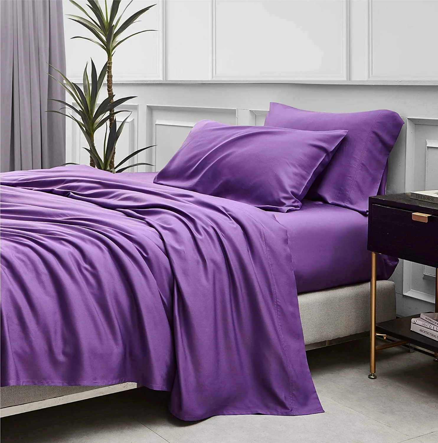100% Viscose from Bamboo Sheets Set 4PCs Queen Grey - Cooling Breathable Bed Sheets for Queen Size Bed with Deep Pocket — product image 3