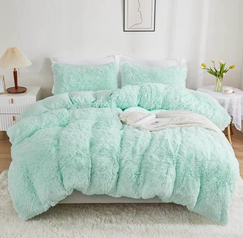 Soft Faux Fur Velvet Comforter Cover Luxury Fuzzy Plush Shaggy Bedding Sets 3 Pieces — product image 5