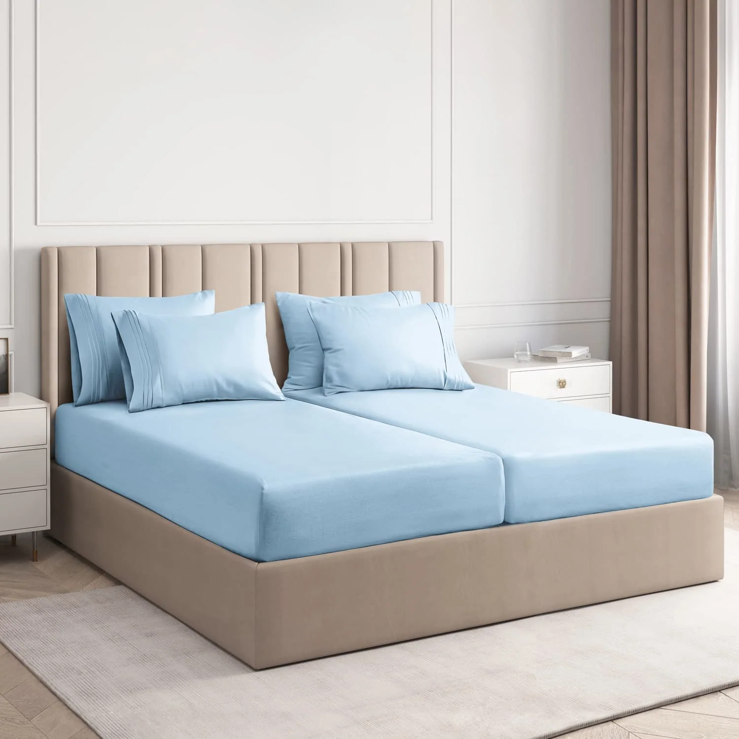 Split Microfiber Bed Sheet Set- 5 Piece Sheet Set - Comfy Breathable & Cooling Sheets for Adjustable Beds — product image 8