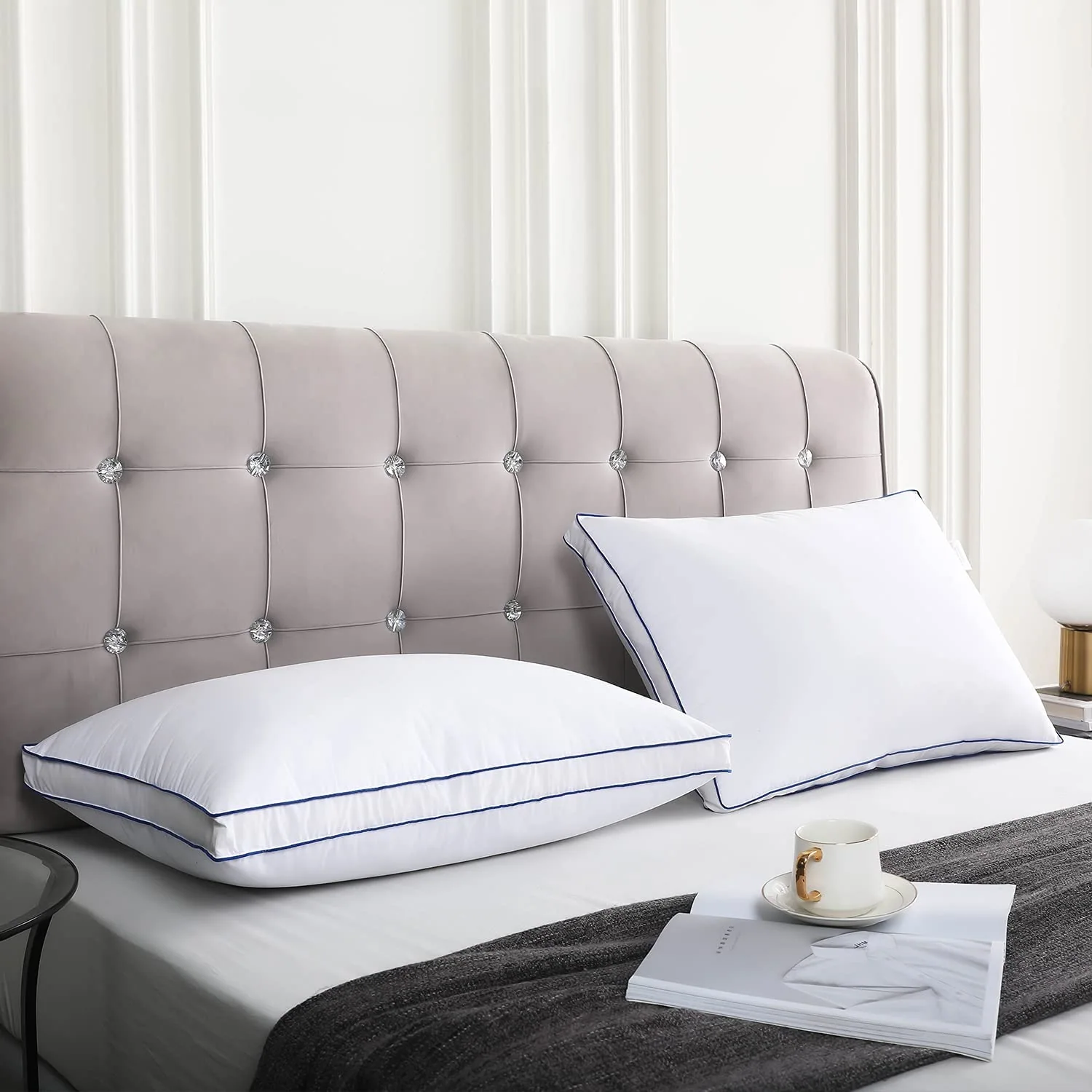 Goose Feather Down Pillows - Soft Bed Pillows for Sleeping 100% Organic Cotton King Size Hotel-Quality Pillows Insert — product image 10